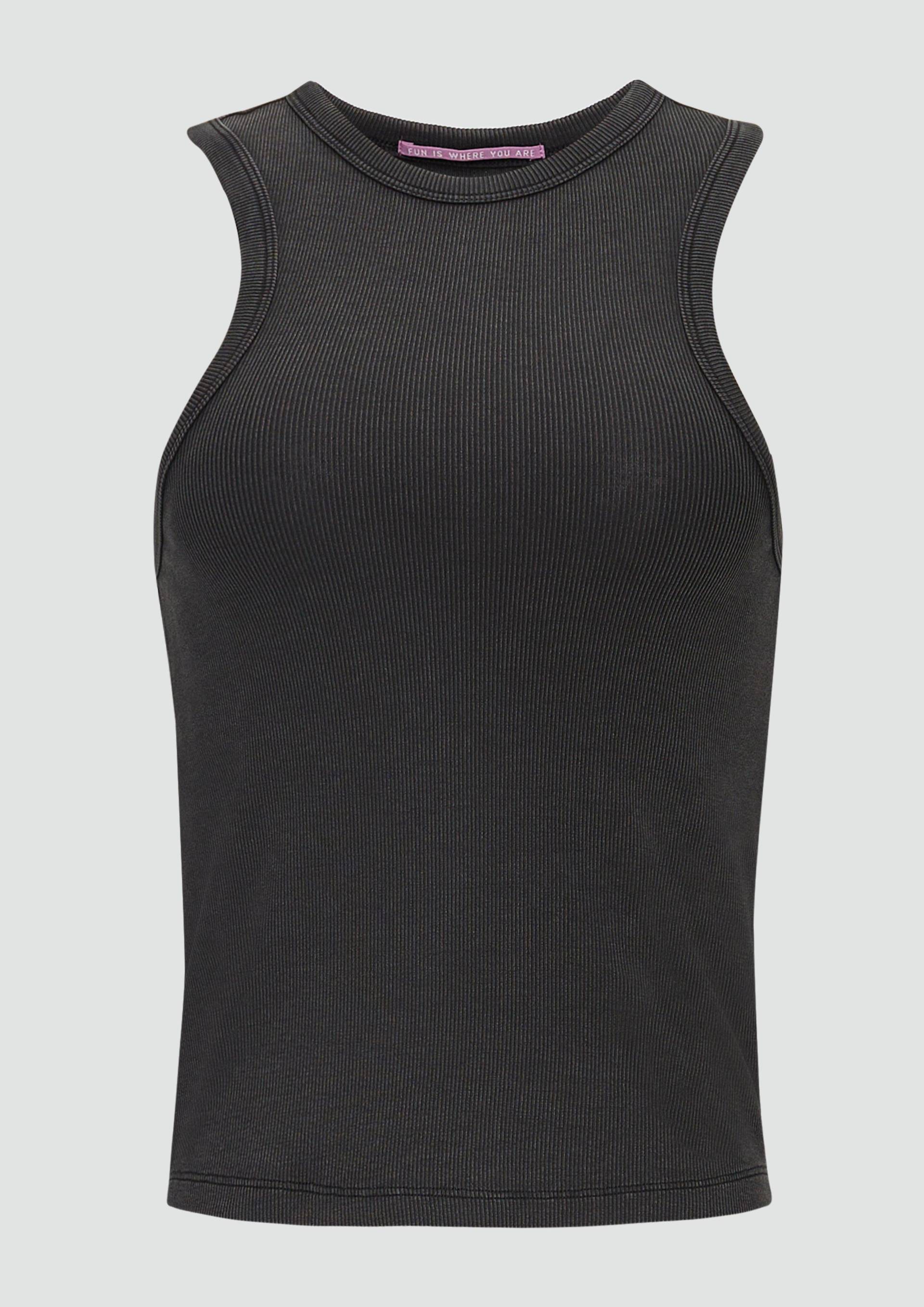 QS - Slim-Fit-Tanktop aus Rippware im Vintage-Look, Damen, schwarz QS - Slim-Fit-Tanktop aus Rippware im Vintage-Look, Damen, schwarz von QS