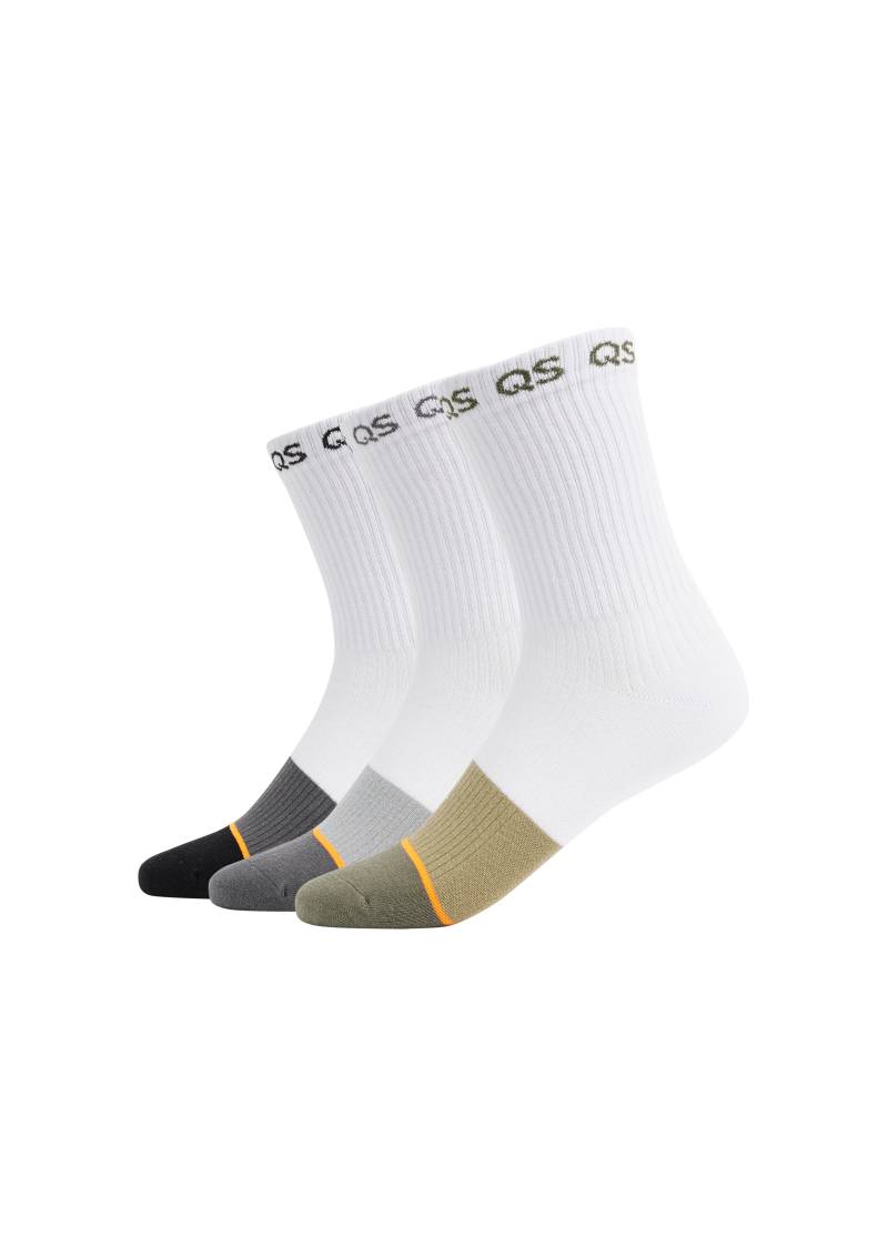QS - Socken mit Colour Blocking im 3er-Pack, Herren, grau|olive|schwarz|weiß|mehrfarbig von QS