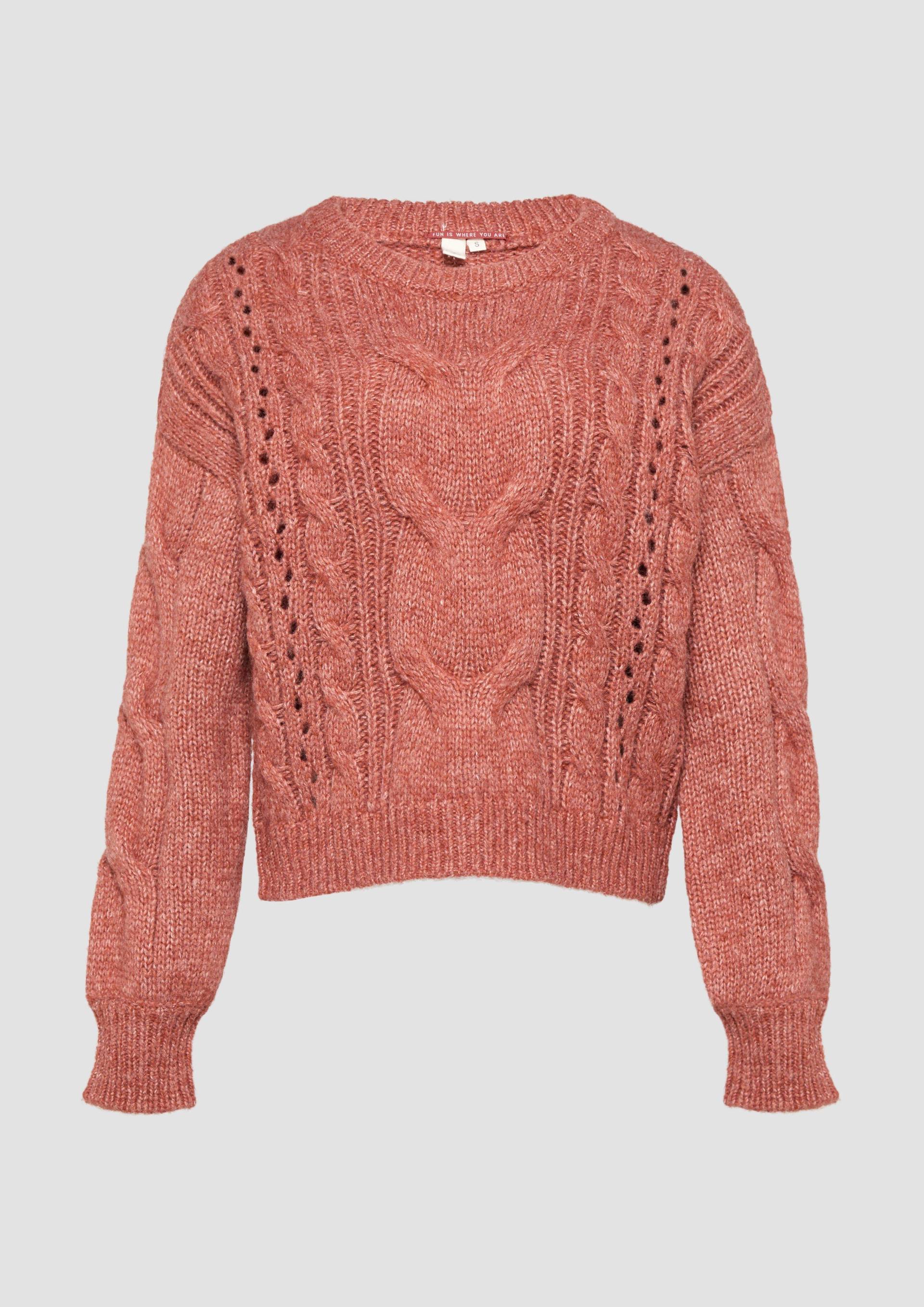 QS - Softer Zopfstrickpullover mit überschnittenen Schultern, Damen, rot von QS