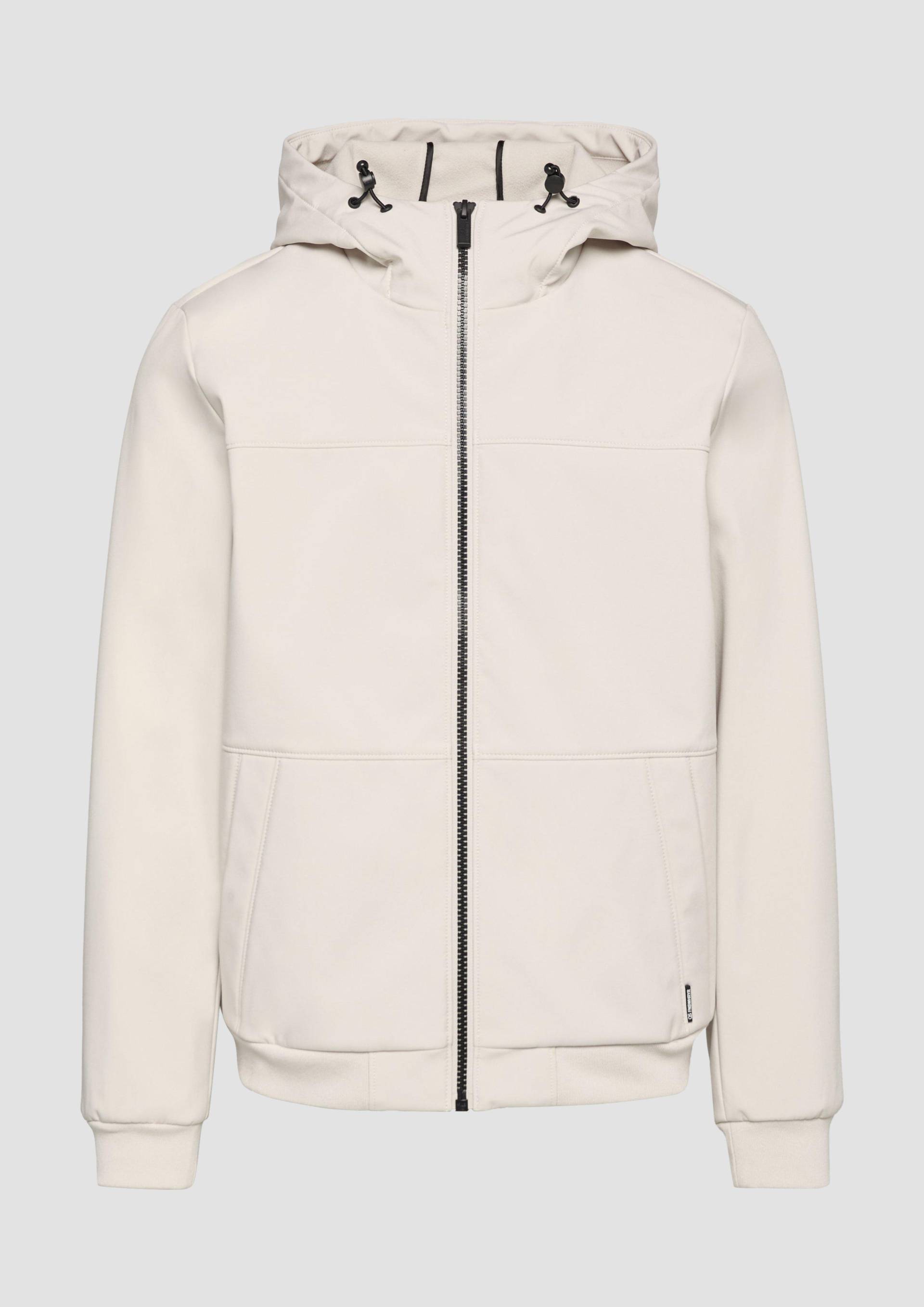 QS - Softshelljacke mit Kapuze und Rippbündchen, Herren, grau von QS