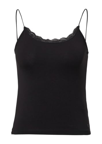 QS Spaghettiträgertop mit Spitzendetail schwarz M von QS