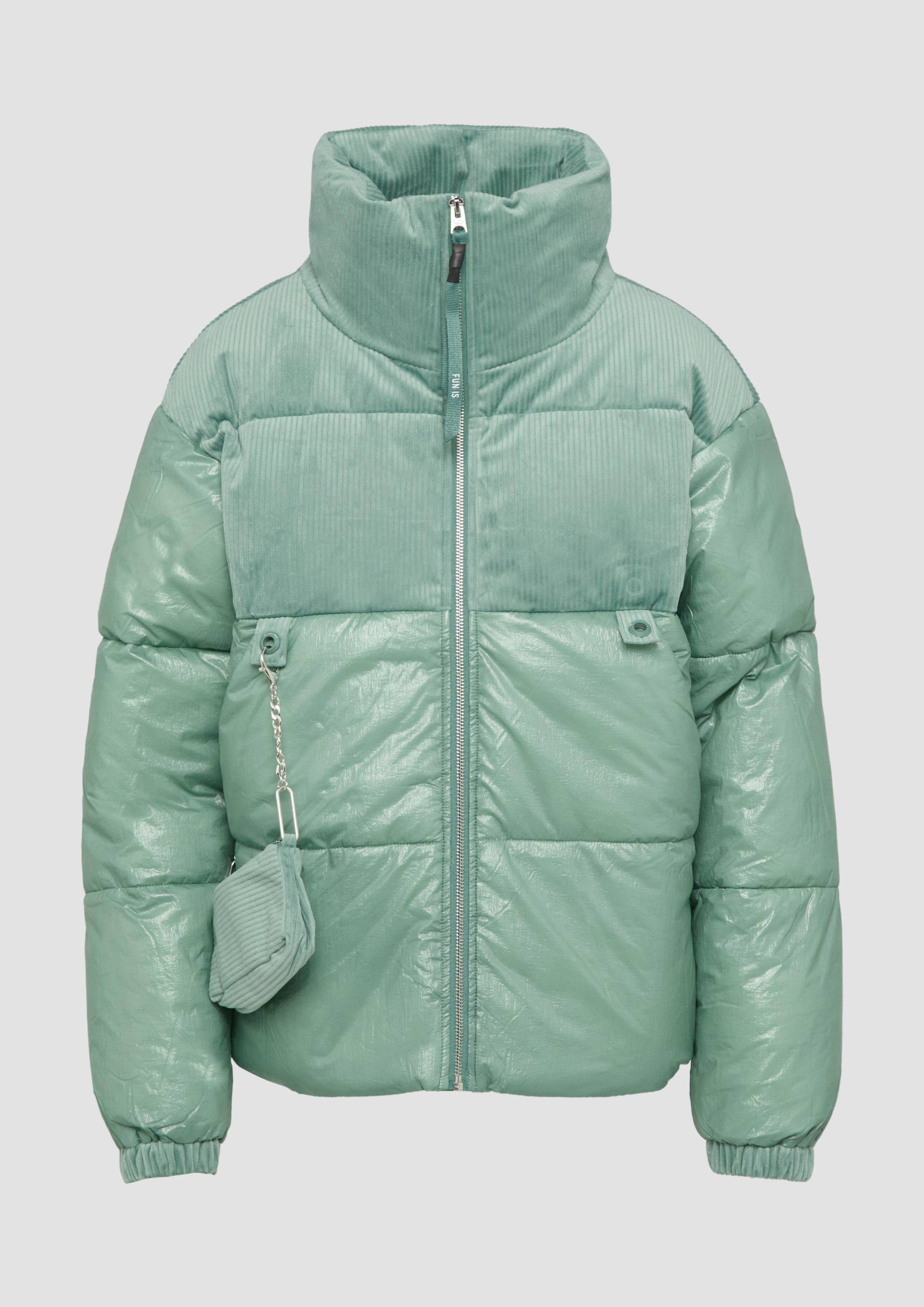 QS - Steppjacke im Fabricmix mit abnehmbarer Tasche, Damen, Blau QS - Steppjacke im Fabricmix mit abnehmbarer Tasche, Damen, Blau von QS