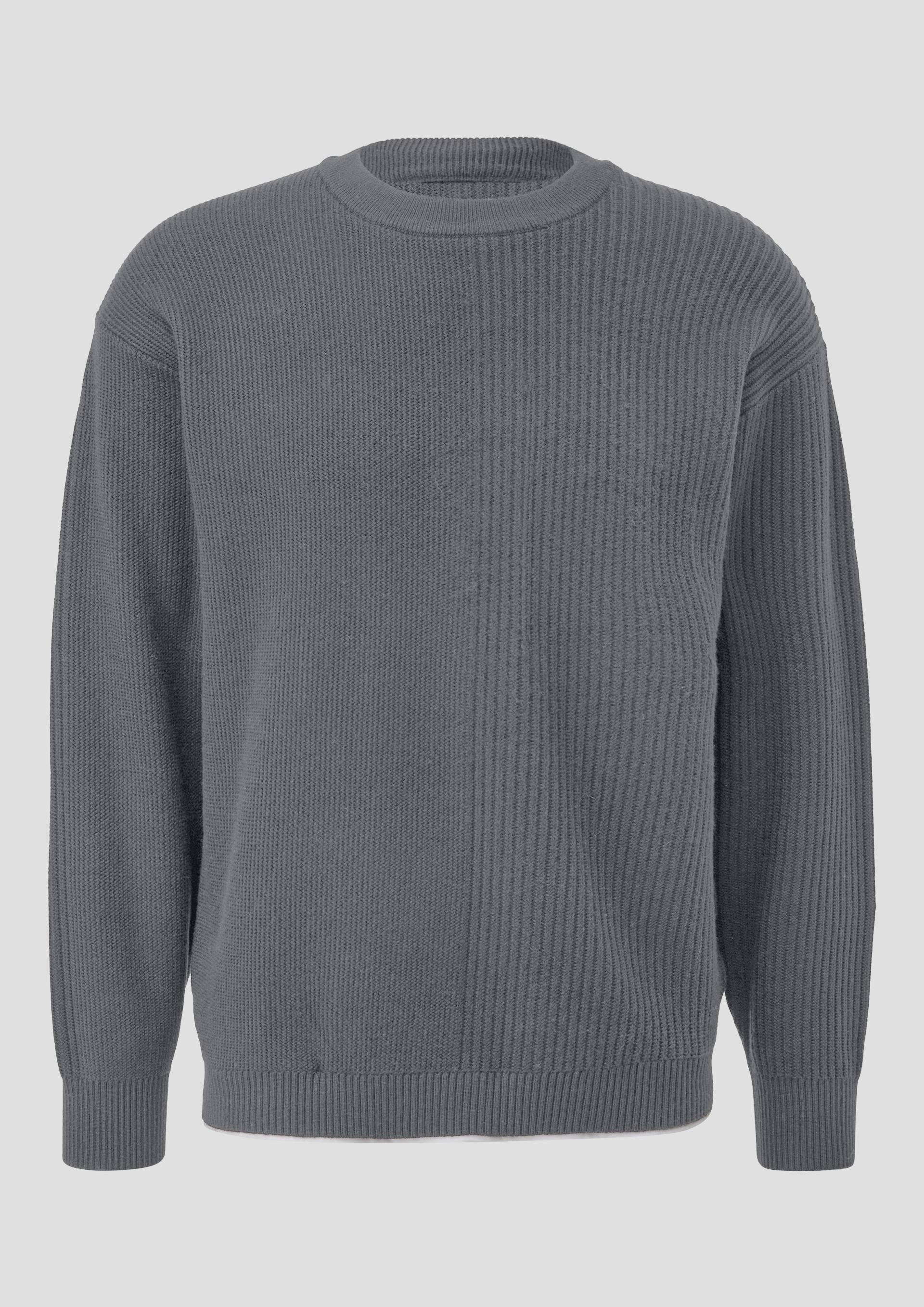 QS - Strickpullover mit Layering, Herren, grau von QS