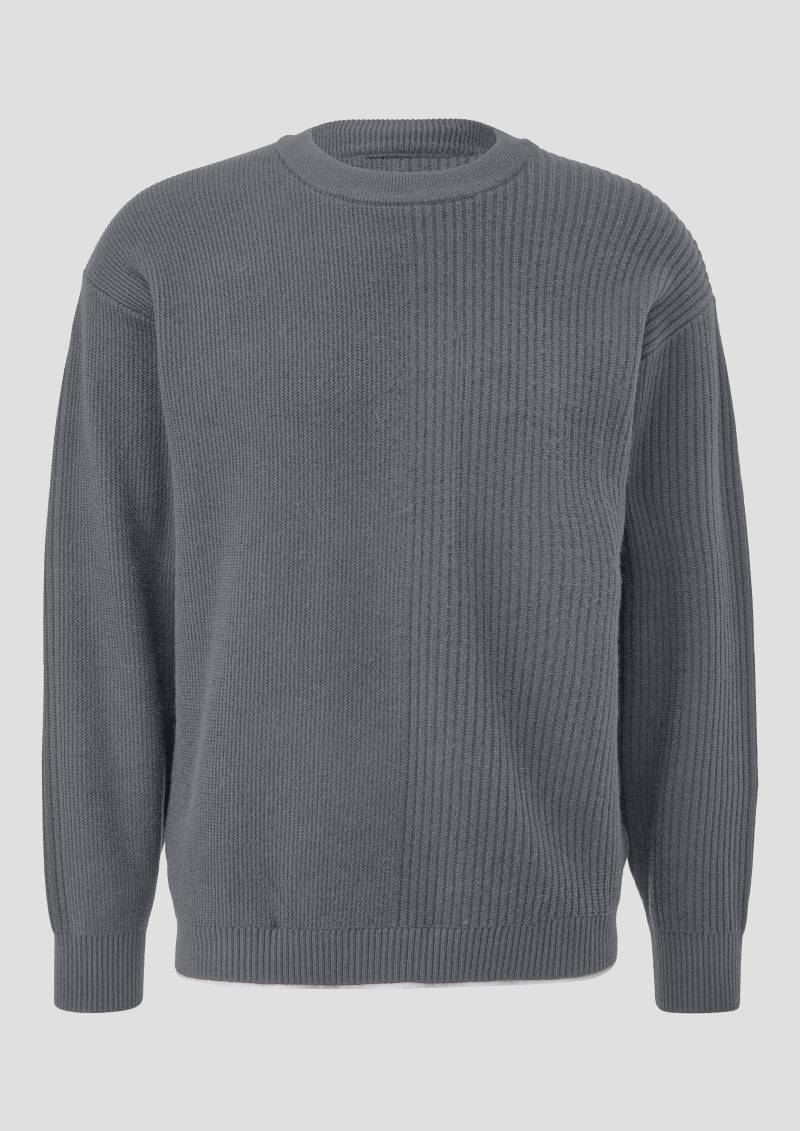 QS - Strickpullover mit Layering, Herren, grau von QS