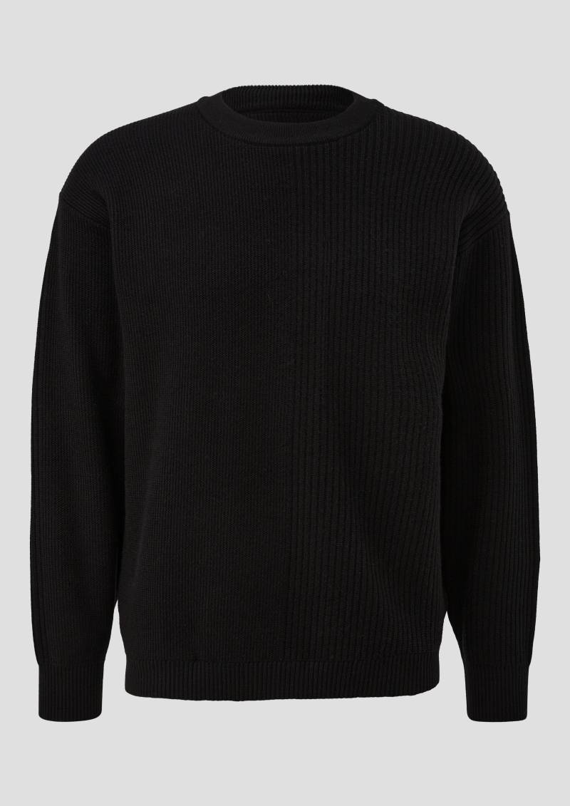 QS - Strickpullover mit Layering, Herren, schwarz von QS