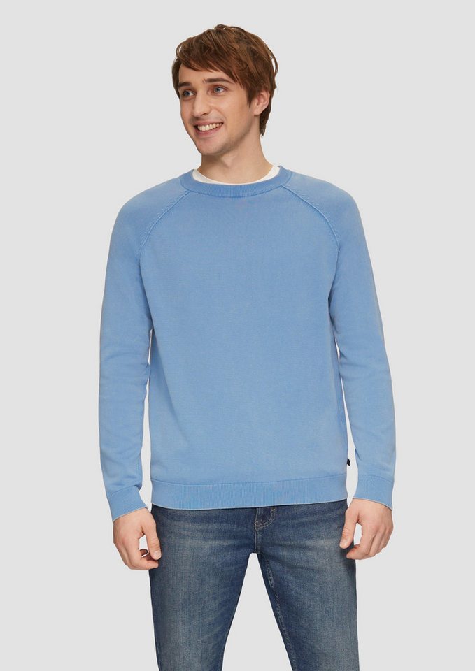 QS Strickpullover Baumwollpullover im Used-Look Garment Dye von QS