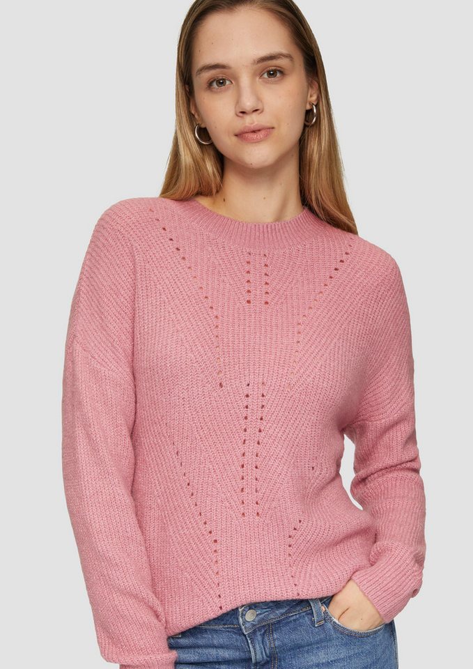 QS Strickpullover Flauschiger Strickpullover mit Ajourmuster von QS