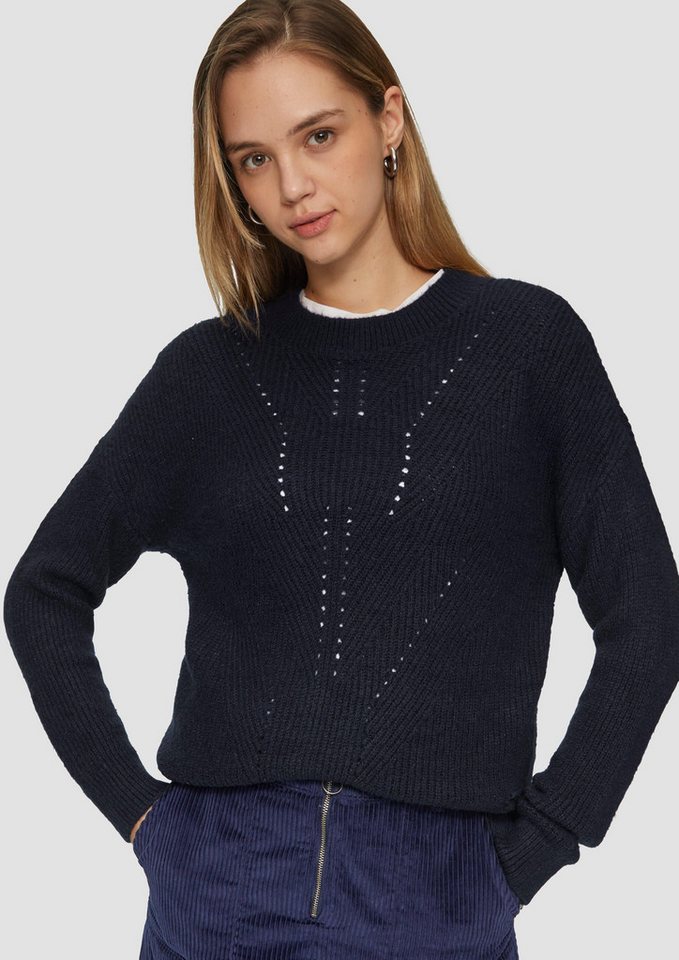 QS Strickpullover Flauschiger Strickpullover mit Ajourmuster von QS