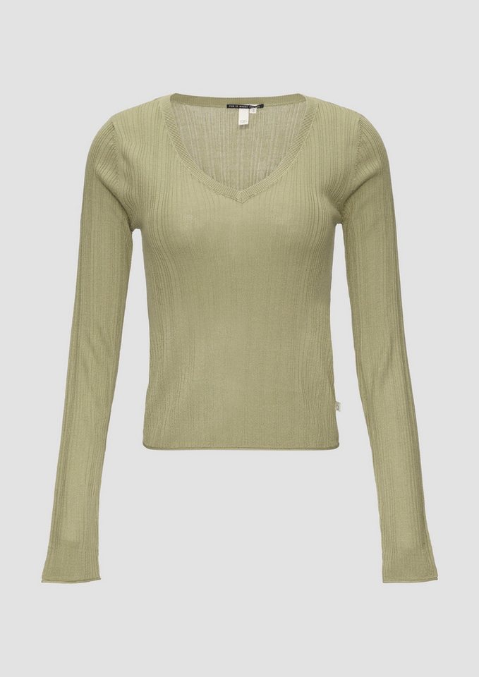 QS Strickpullover Gerippter Feinstrickpullover aus Viskosemix von QS