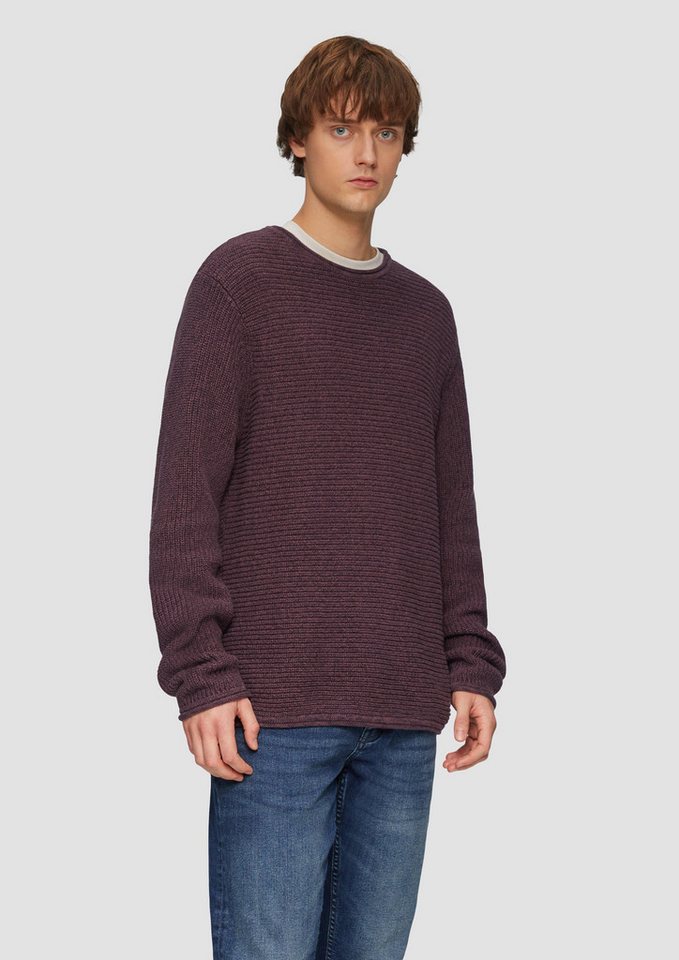 QS Strickpullover Melierter Strickpullover mit Rippstruktur von QS