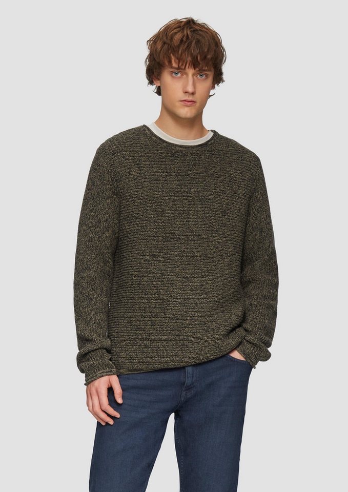 QS Strickpullover Melierter Strickpullover mit Rippstruktur von QS