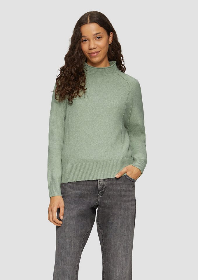 QS Strickpullover Melierter Strickpullover mit Stehkragen von QS