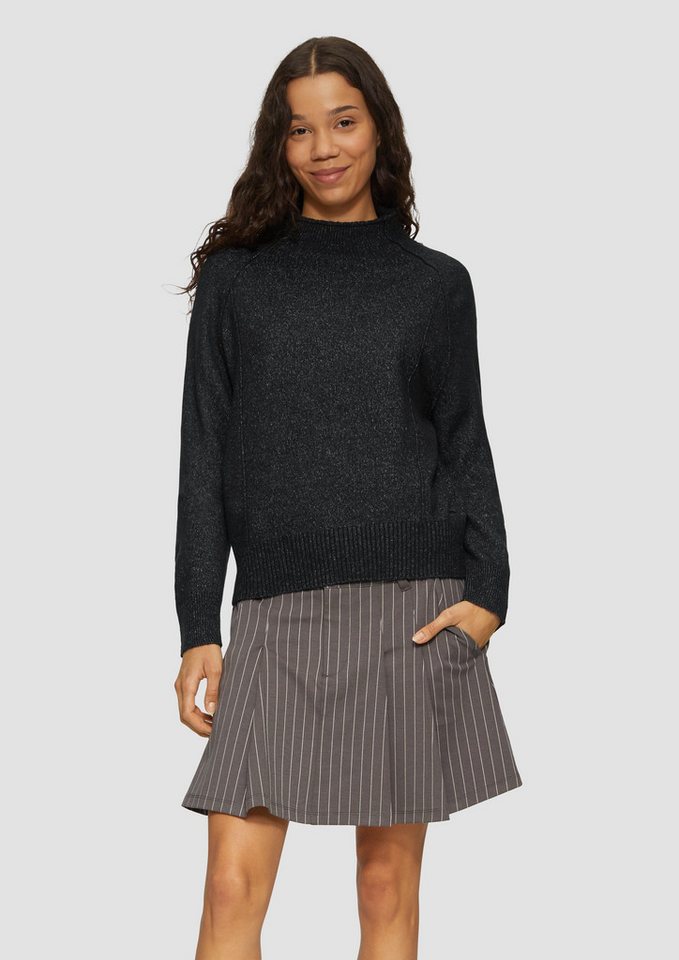QS Strickpullover Melierter Strickpullover mit Stehkragen von QS