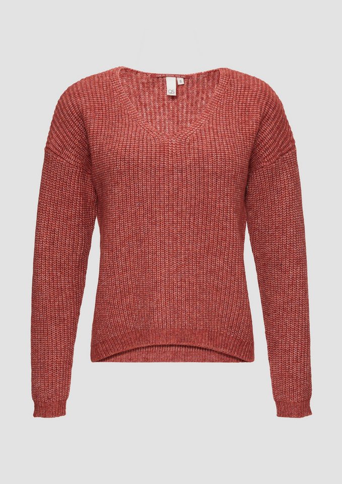QS Strickpullover Pullover mit überschnittenen Schultern in Melange-Optik von QS