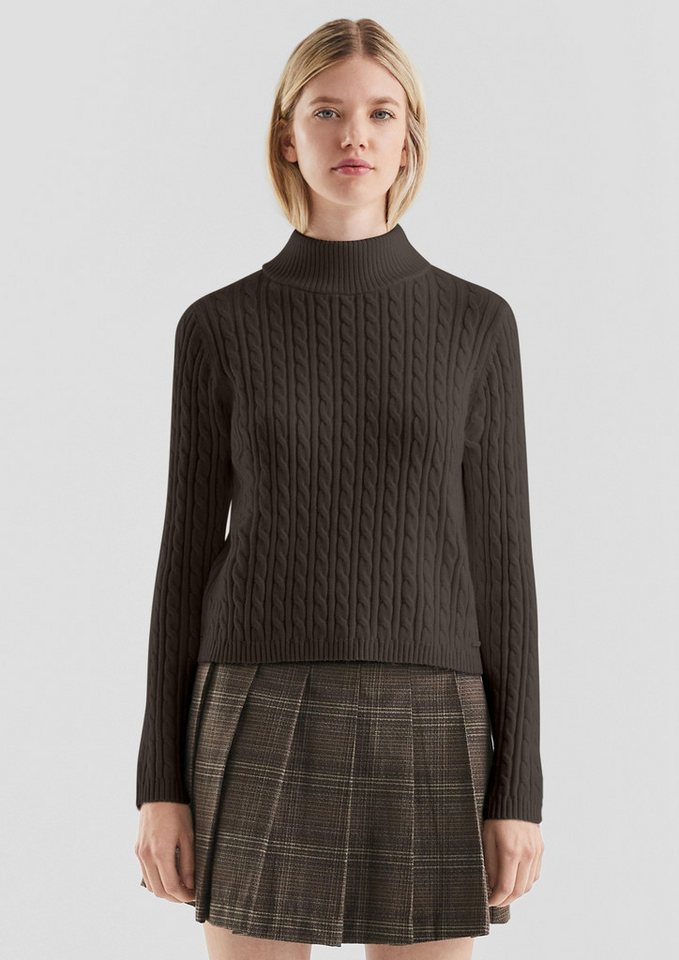 QS Strickpullover Schmaler Pullover mit Zopfmuster von QS