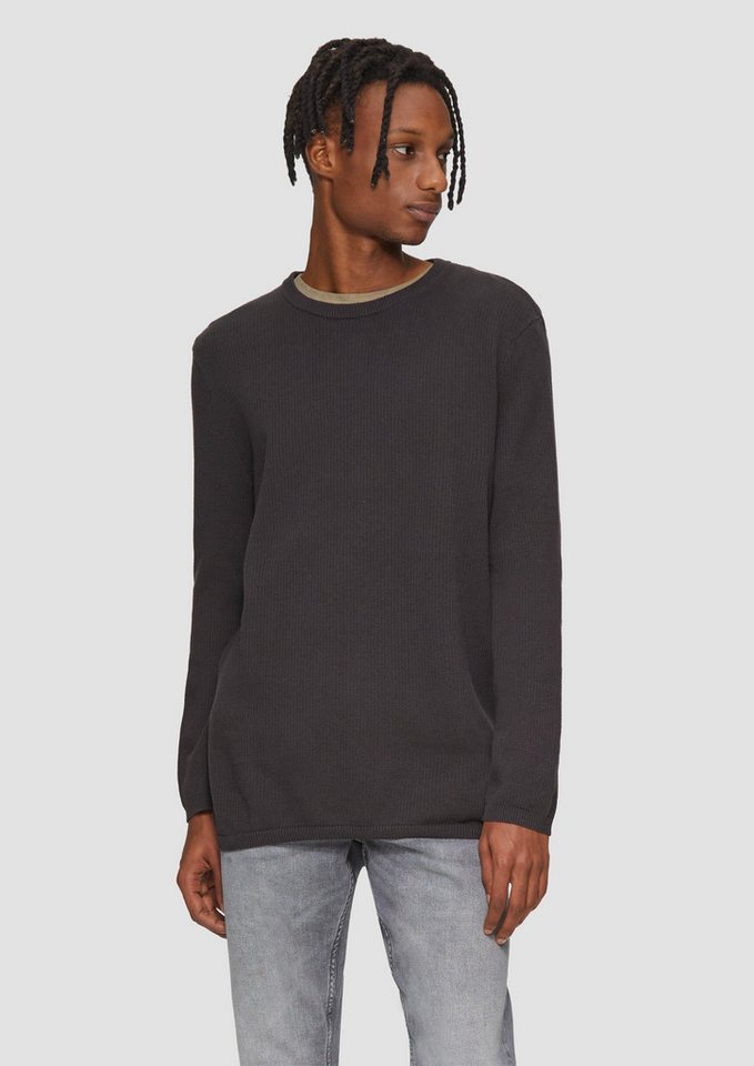 QS Strickpullover Strickpullover mit Rippstruktur Garment Dye von QS