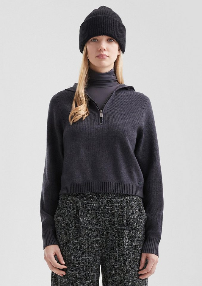 QS Longpullover Strickpullover Gestrickter Hoodie von QS