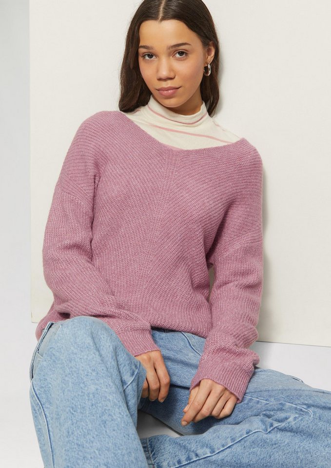 QS Strickpullover Weicher Pullover mit Rippstruktur von QS