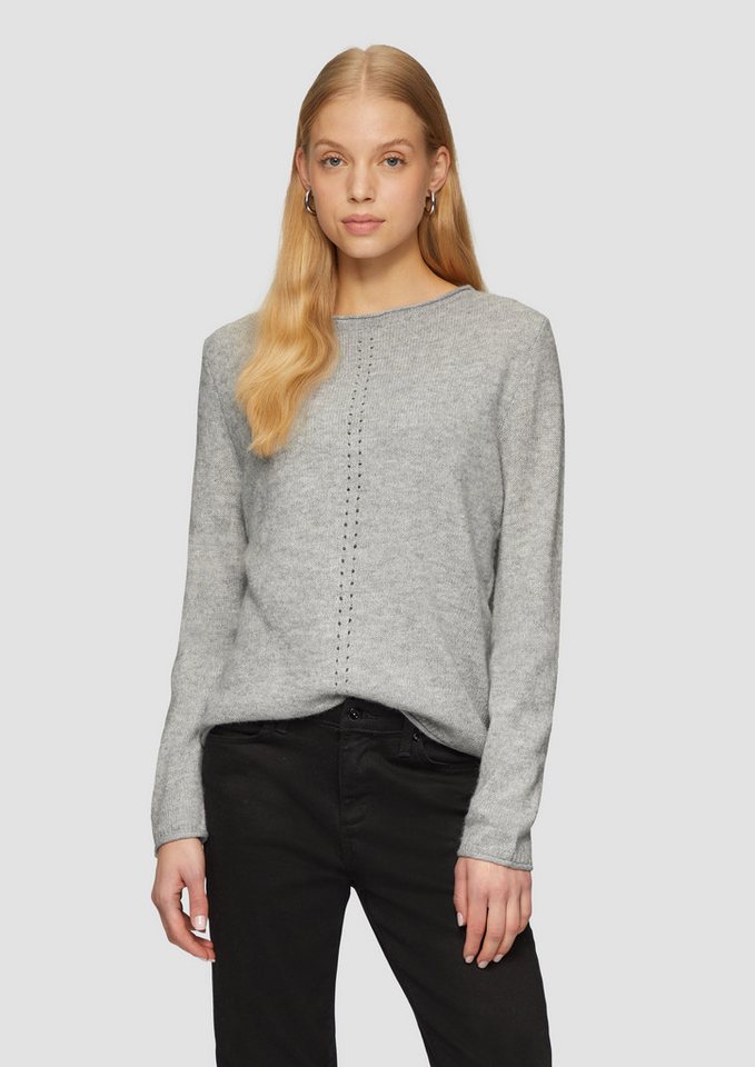 QS Strickpullover Weicher Strickpullover mit Ajour-Detail Rollsaumblende von QS