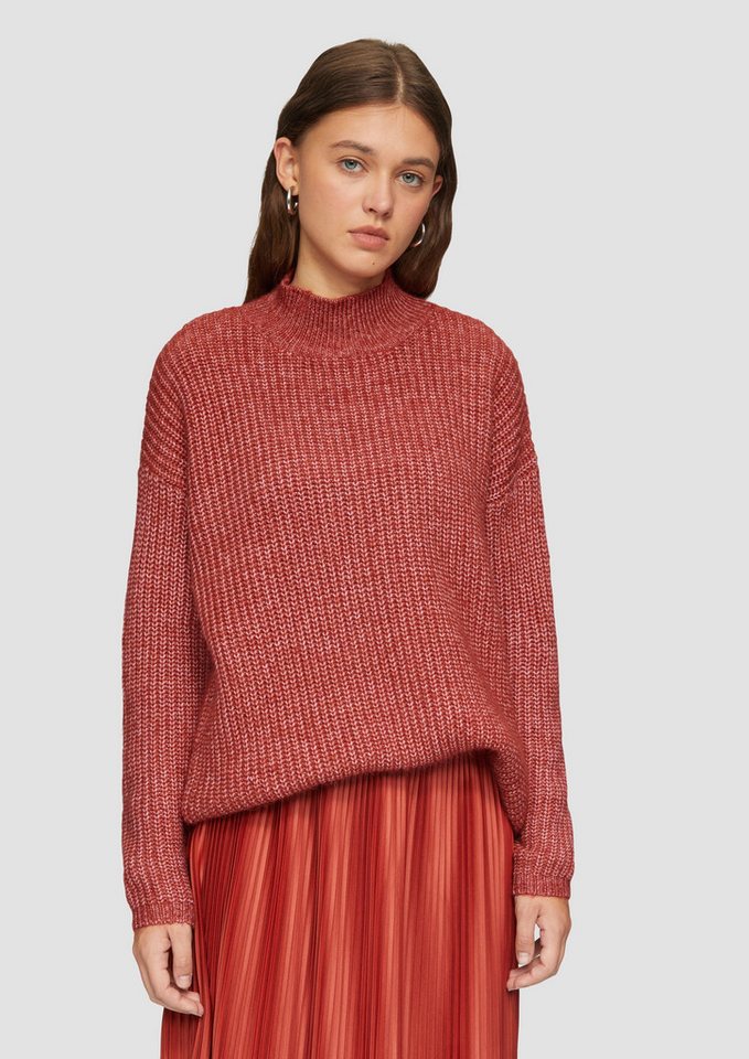 QS Strickpullover Weicher Strickpullover mit Rippstruktur Seitenschlitz von QS
