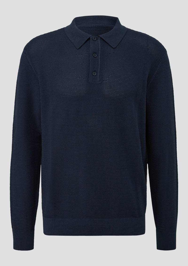QS - Strickpullover mit Polokragen, Herren, blau von QS