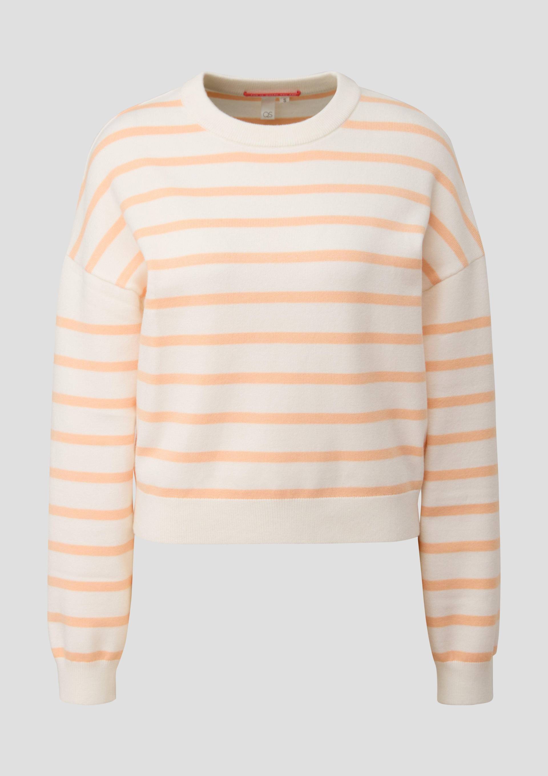 QS - Strickpullover aus Viskosemix, Damen, creme|orange von QS