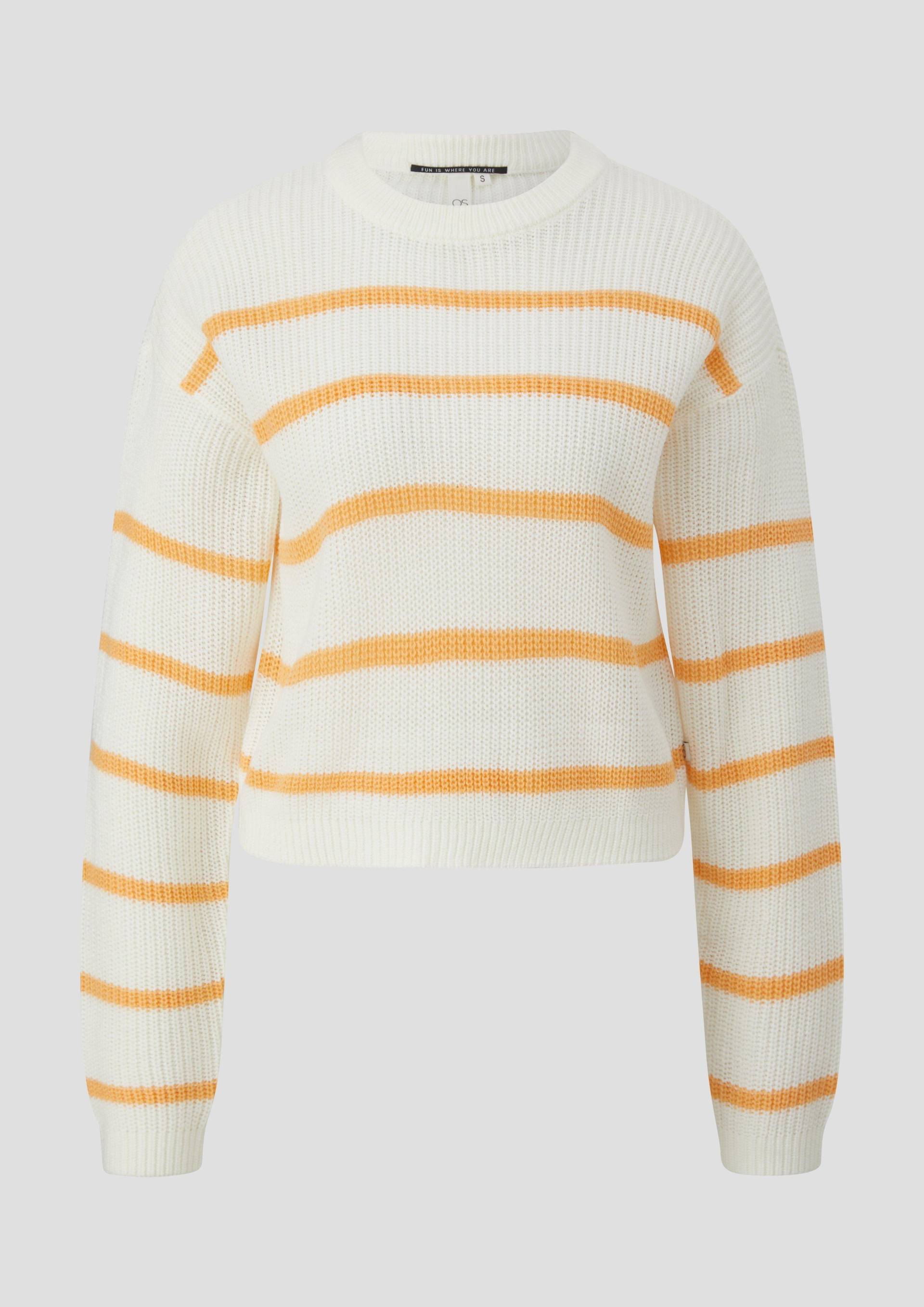 QS - Leichter Sommerstrickpullover im Relaxed Fit, Damen, creme|orange von QS