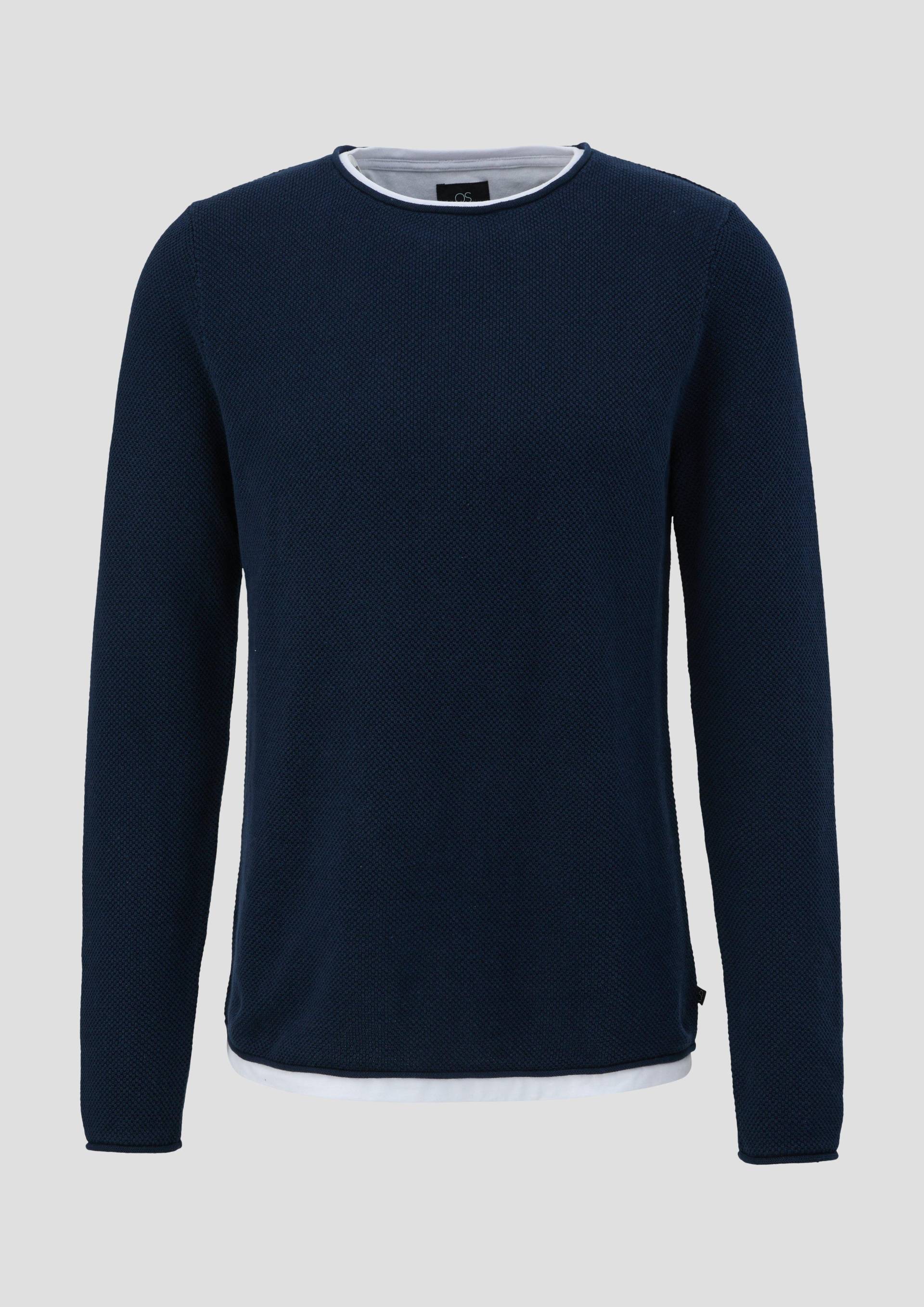 QS - Strickpullover in Layering-Optik, Herren, blau von QS