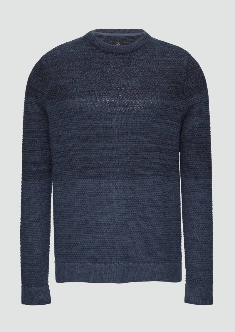 QS - Strickpullover in melierter Streifenoptik, Herren, blau QS - Strickpullover in melierter Streifenoptik, Herren, blau von QS