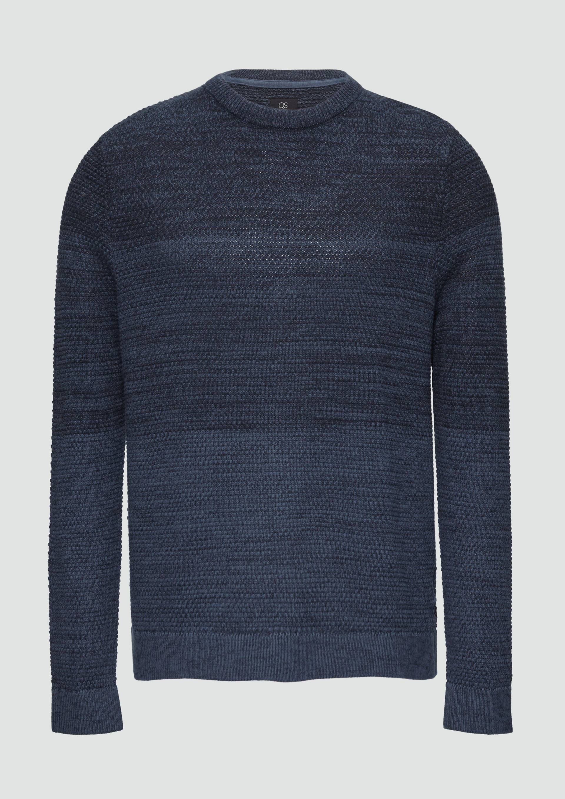 QS - Strickpullover in melierter Streifenoptik, Herren, blau QS - Strickpullover in melierter Streifenoptik, Herren, blau von QS