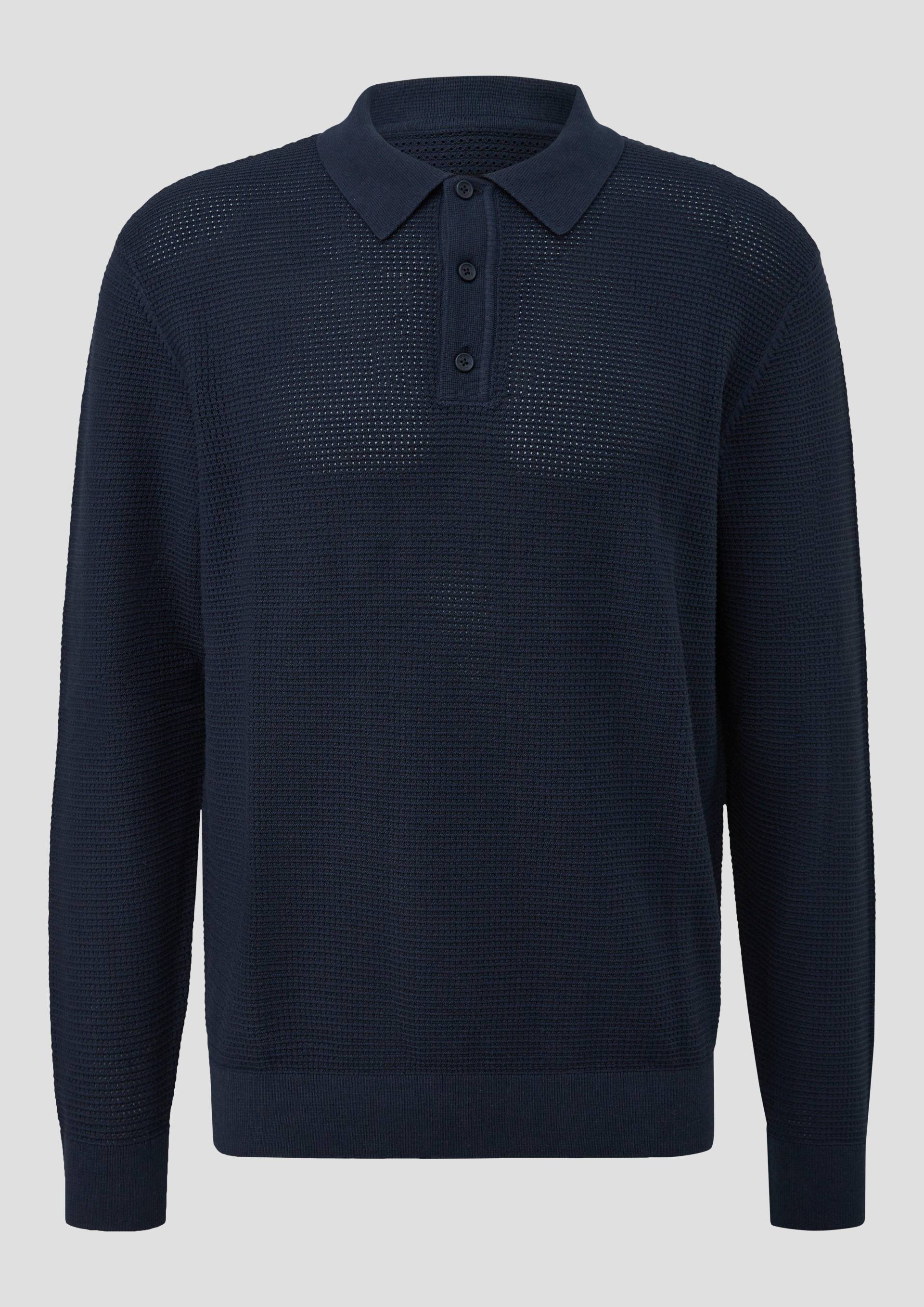 QS - Strickpullover mit Polokragen, Herren, blau QS - Strickpullover mit Polokragen, Herren, blau von QS