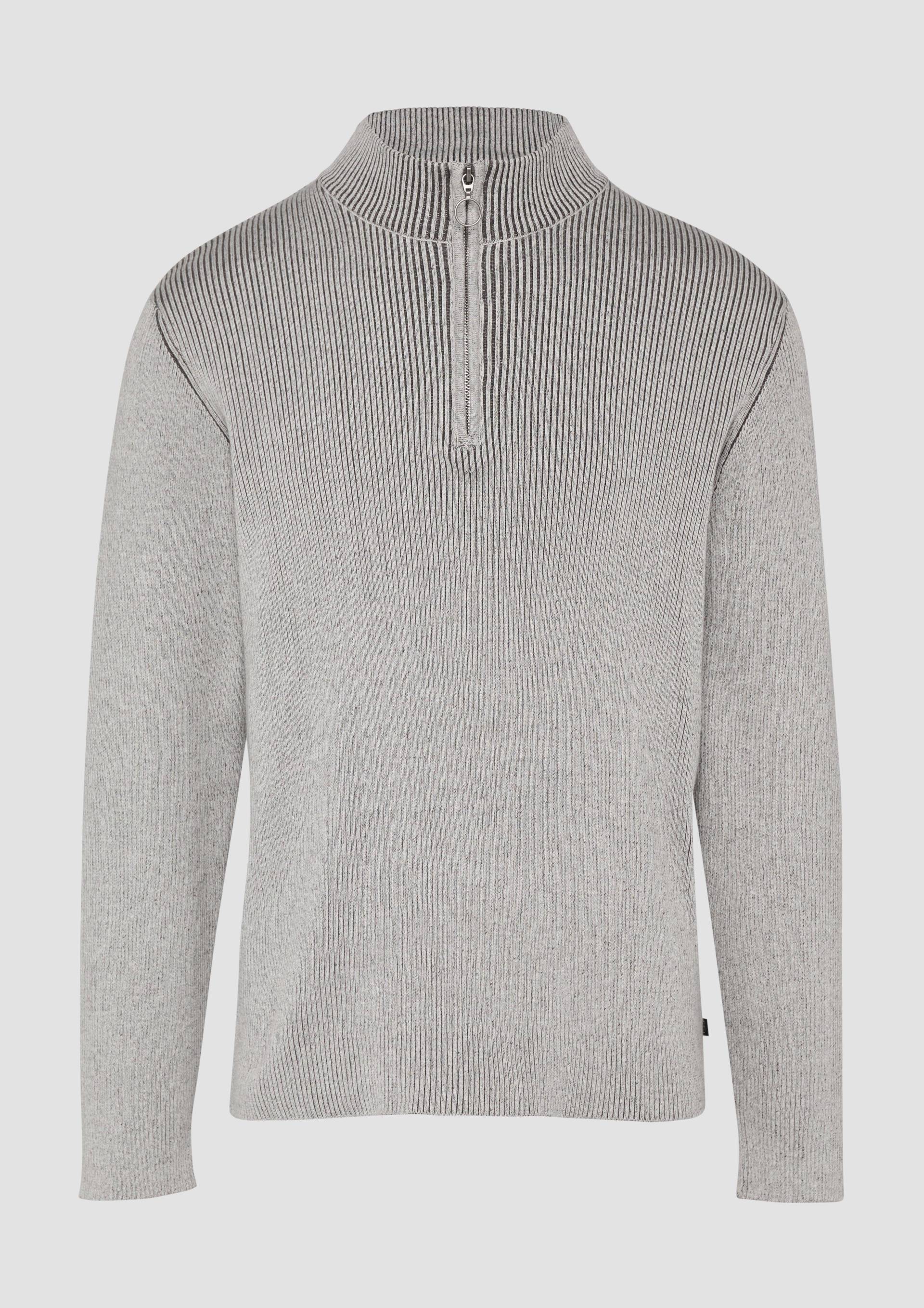 QS - Strickpullover mit Reißverschluss und Rippstruktur, Herren, grau QS - Strickpullover mit Reißverschluss und Rippstruktur, Herren, grau von QS