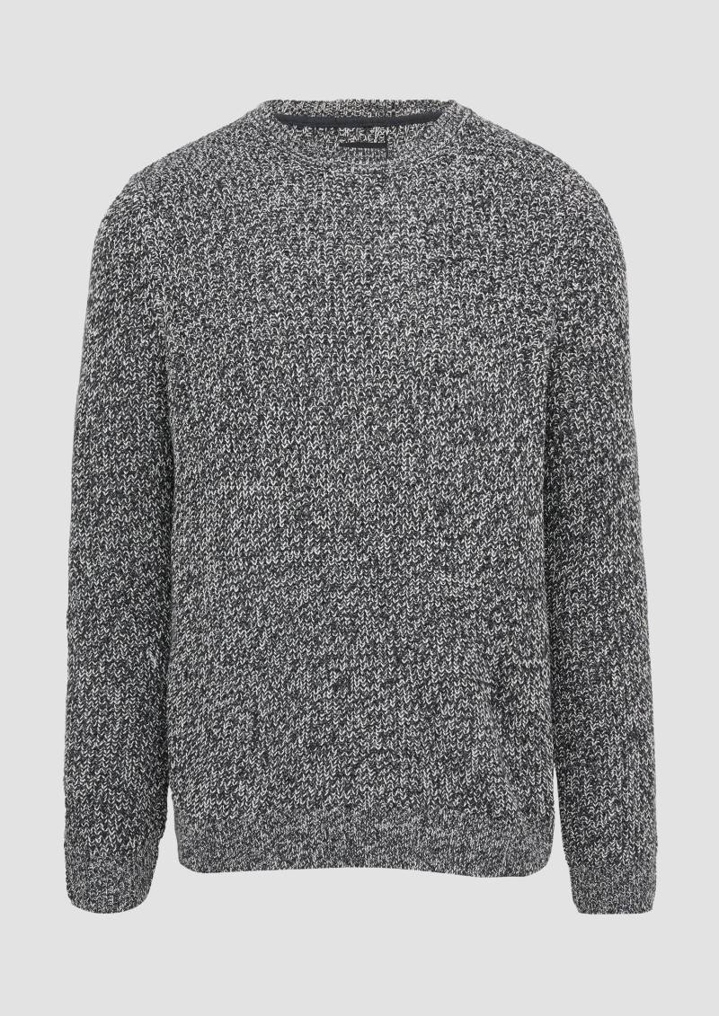 QS - Strickpullover mit Rippstruktur, Herren, beige|schwarz von QS