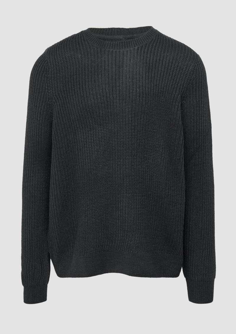 QS - Strickpullover mit Rippstruktur, Herren, blau QS - Strickpullover mit Rippstruktur, Herren, blau von QS