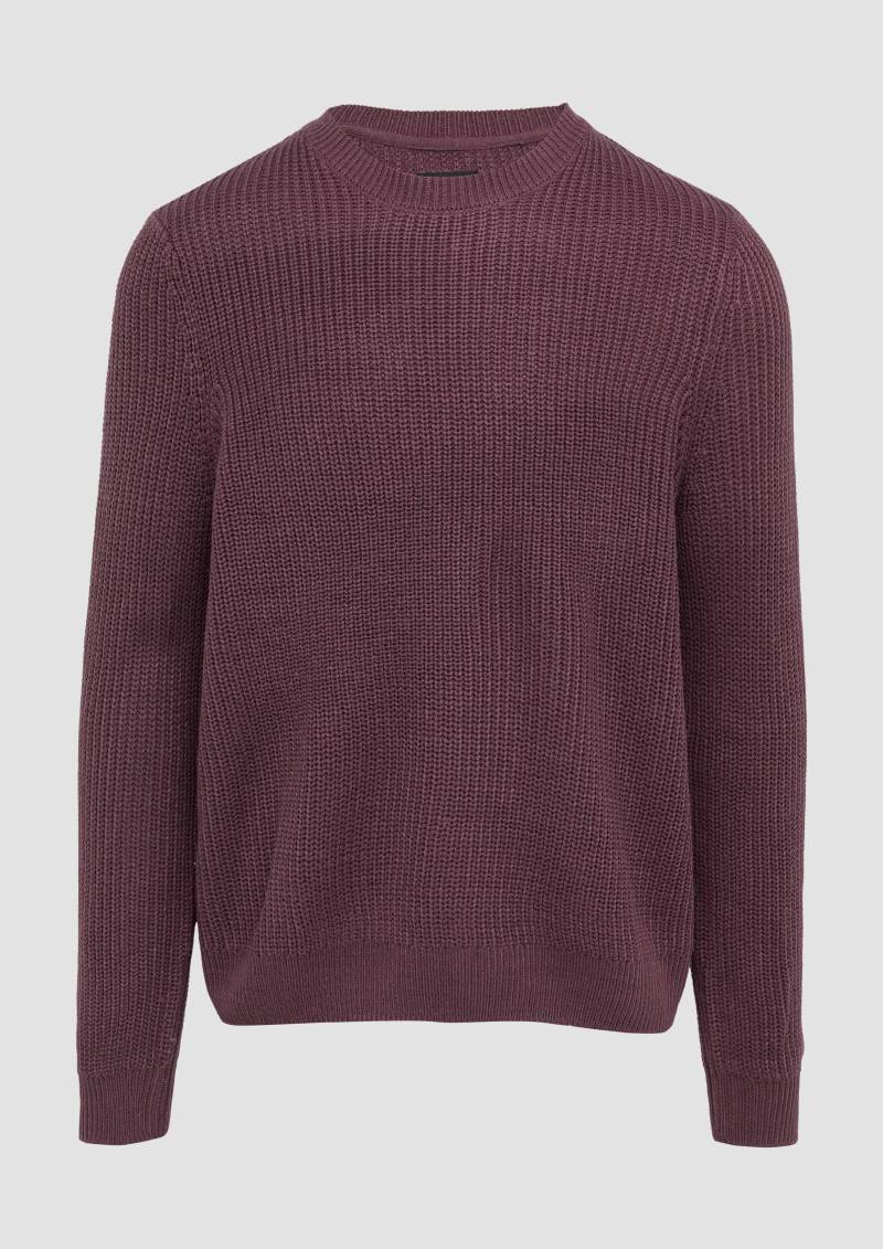 QS - Strickpullover mit Rippstruktur, Herren, lila von QS