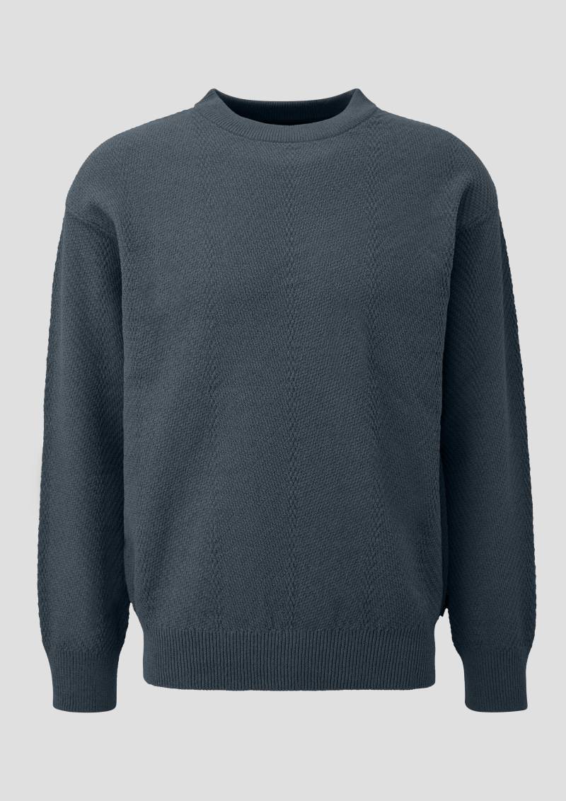 QS - Strukturierter Strickpullover, Herren, blau von QS
