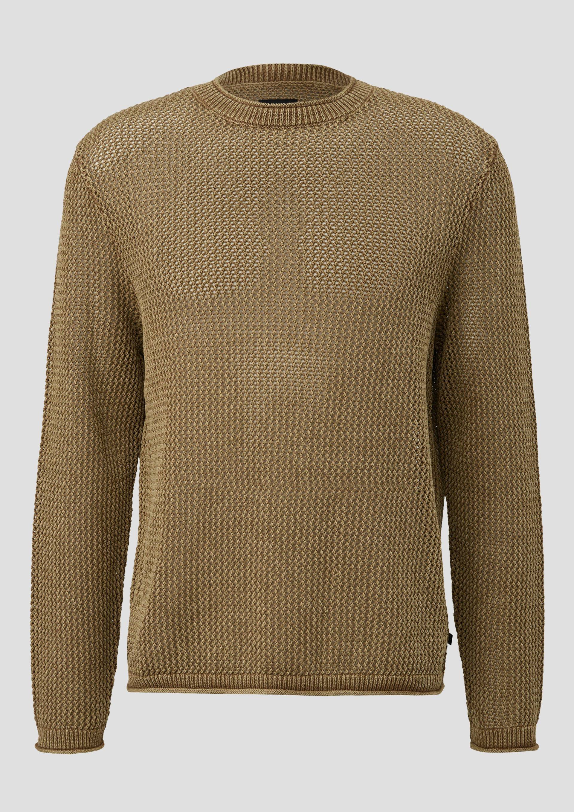 QS - Gewaschener Strickpullover mit Strukturmuster, Herren, braun QS - Gewaschener Strickpullover mit Strukturmuster, Herren, braun von QS
