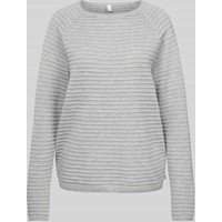 QS Strickpullover mit Strukturmuster in Hellgrau, Größe S von QS
