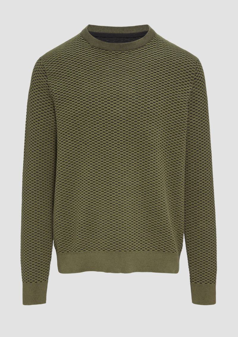QS - Strickpullover mit Wabenstruktur, Herren, Grün von QS