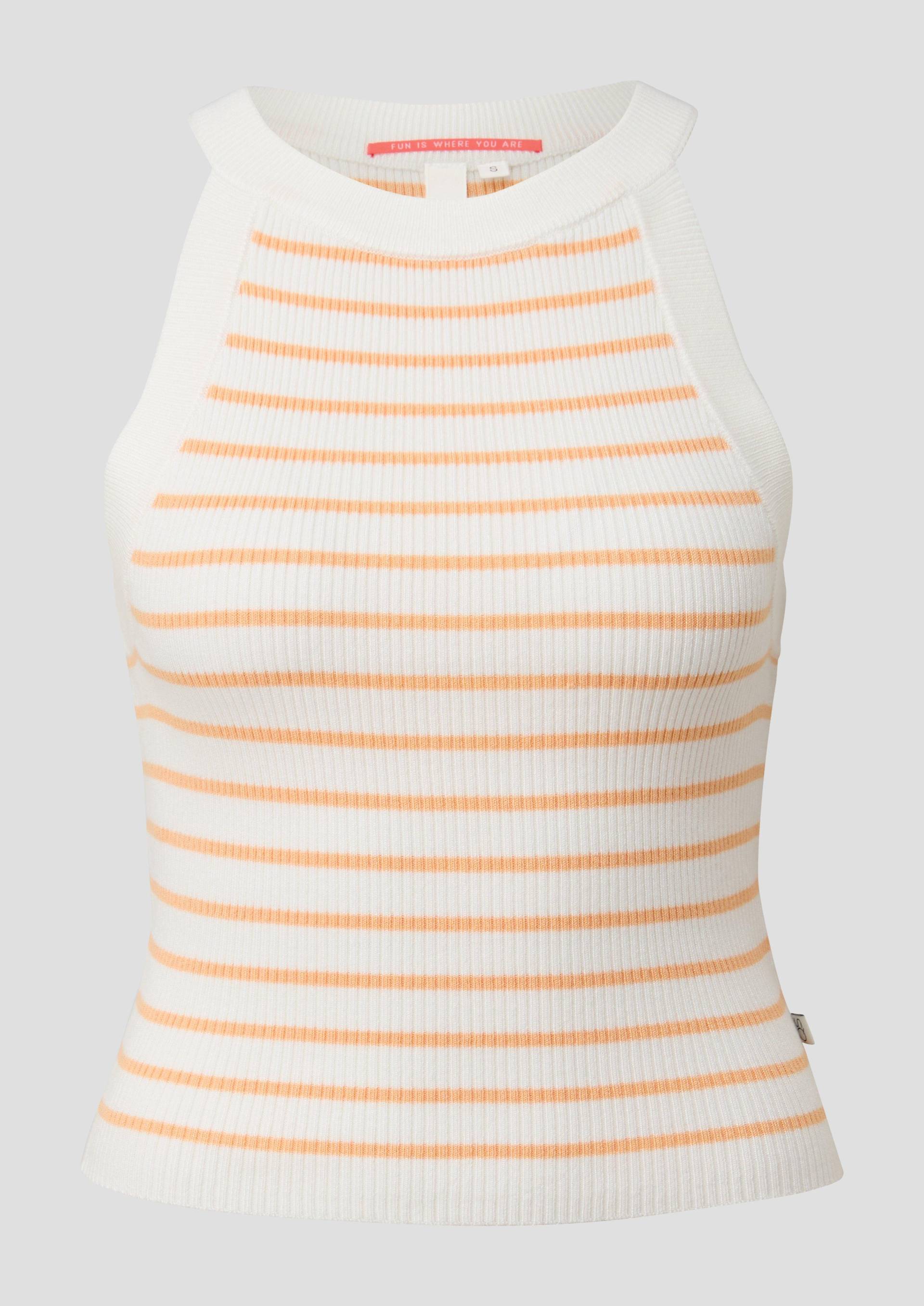 QS - Stricktop aus Viskosemix, Damen, creme|orange von QS