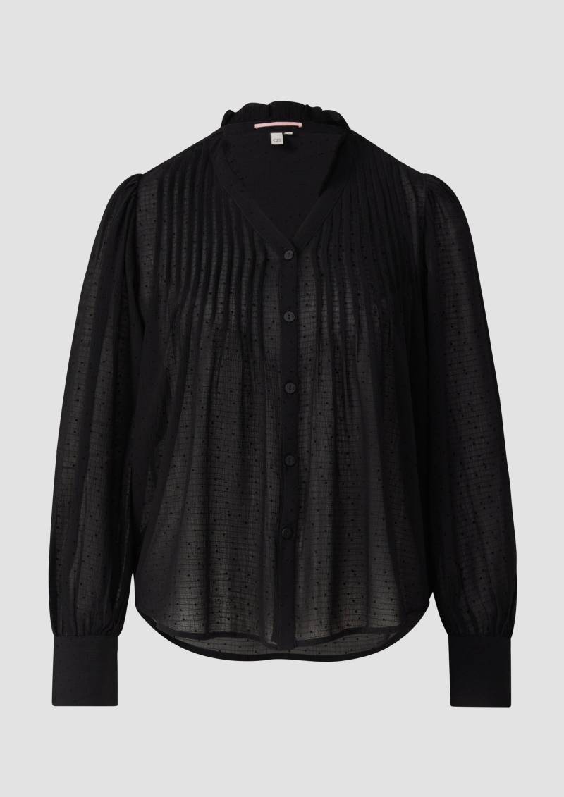 QS - Strukturierte Chiffonbluse mit Punktemuster, Damen, schwarz von QS