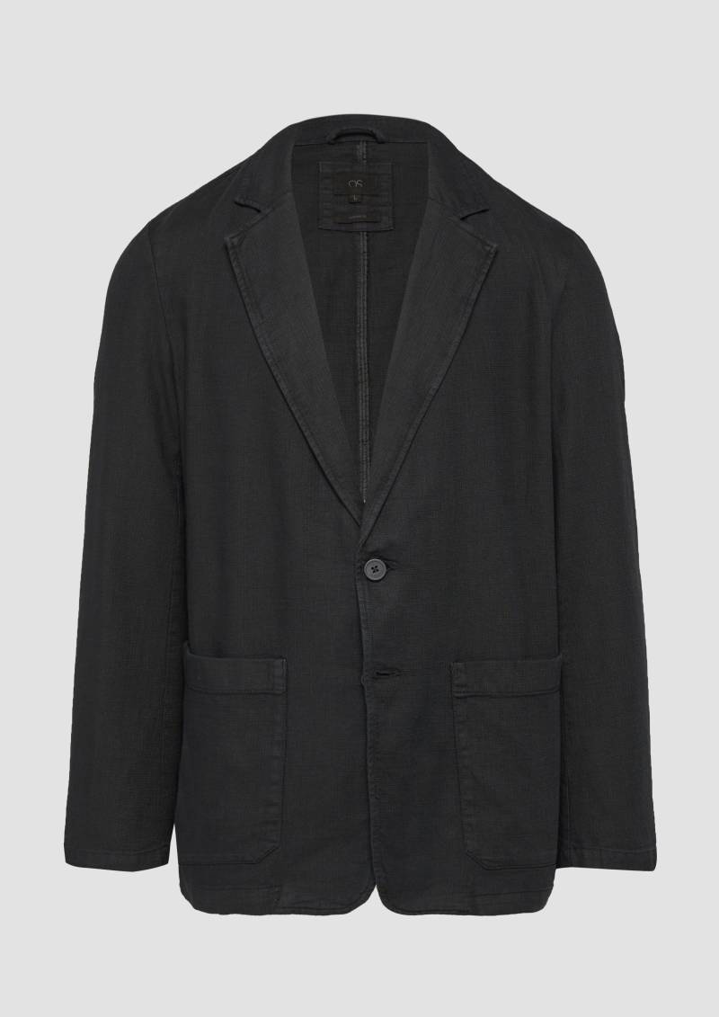 QS - Strukturierter Baumwollblazer im Relaxed Fit, Herren, blau von QS