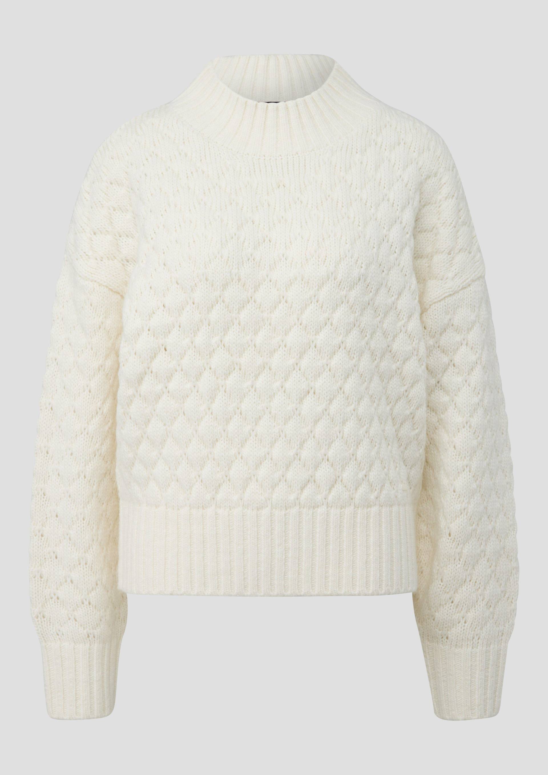 QS - Strukturierter Pullover mit überschnittener Schulter, Damen, creme von QS