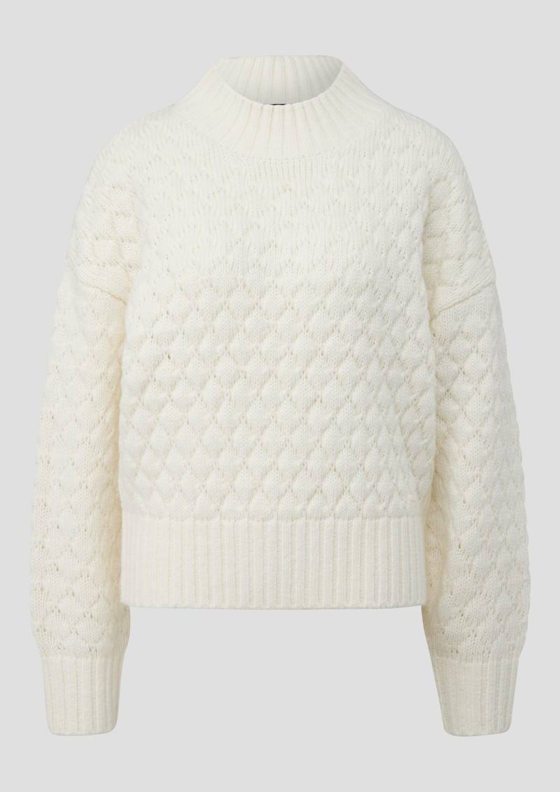 QS - Strukturierter Pullover mit überschnittener Schulter, Damen, creme von QS