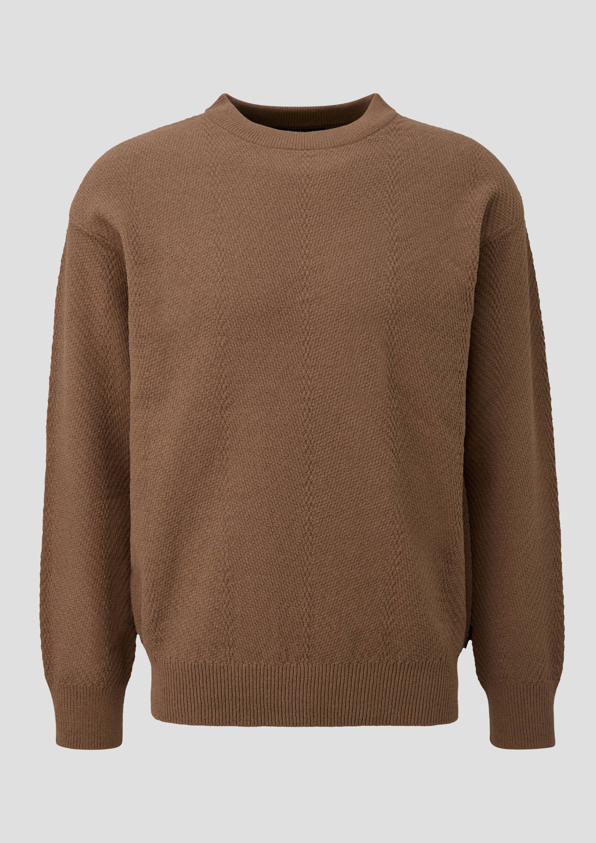 QS - Strukturierter Strickpullover, Herren, braun von QS