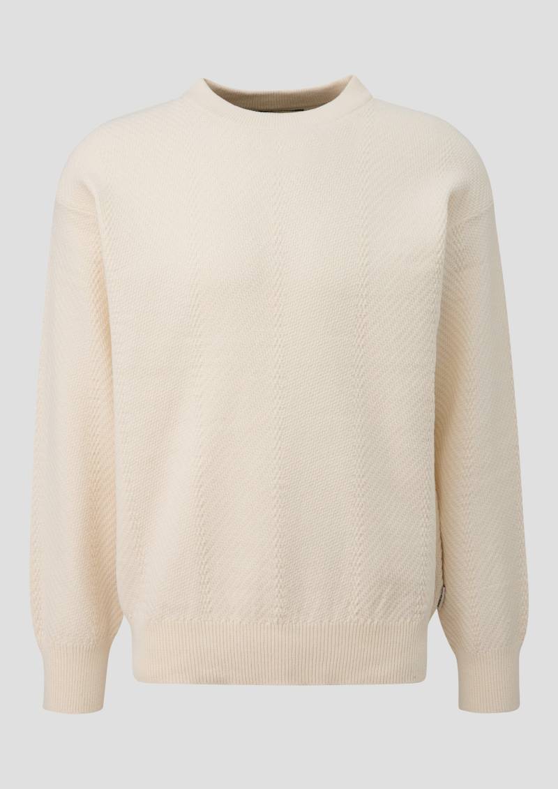 QS - Strukturierter Strickpullover, Herren, creme von QS
