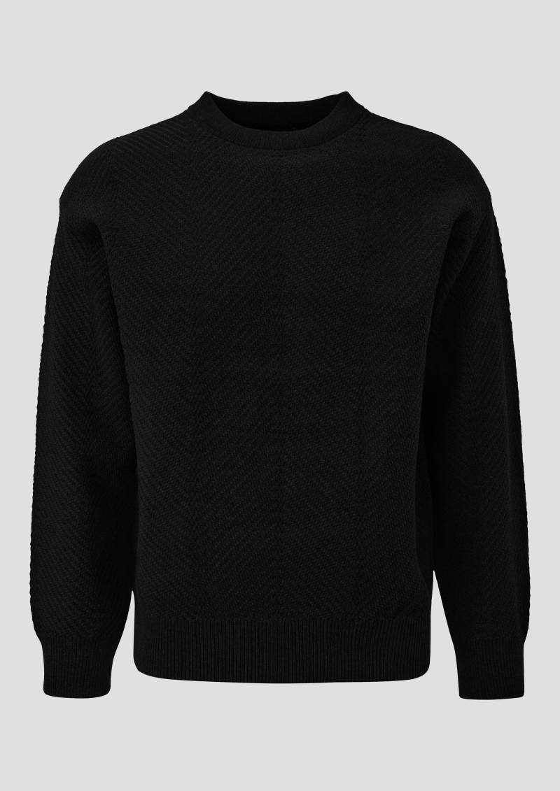 QS - Strukturierter Strickpullover, Herren, schwarz von QS