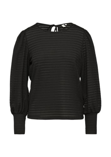 QS Strukturiertes Langarmshirt mit Puffärmeln schwarz S von QS