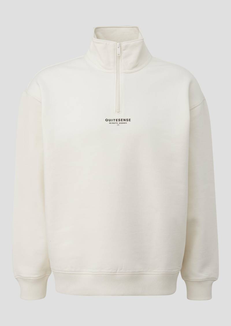 QS - Sweat Troyer mit Reißverschluss und angerauter Innenseite, Herren, creme von QS