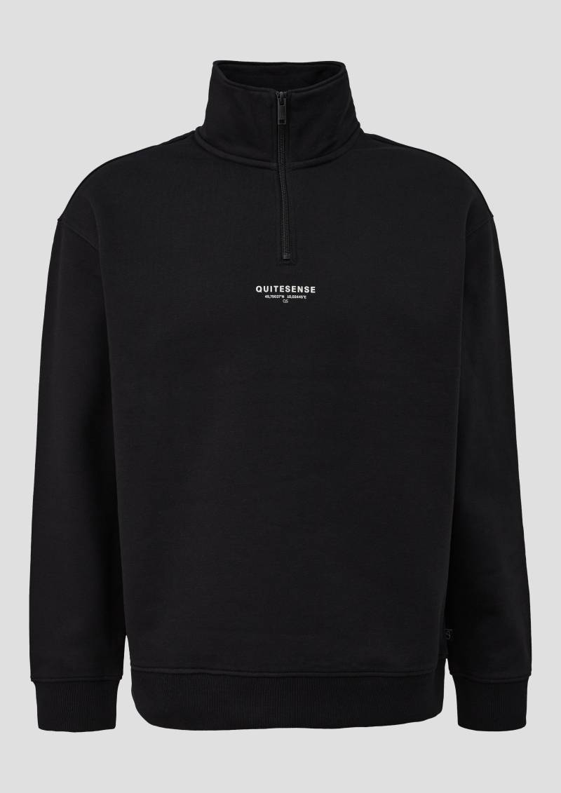 QS - Sweat Troyer mit Reißverschluss und angerauter Innenseite, Herren, schwarz von QS